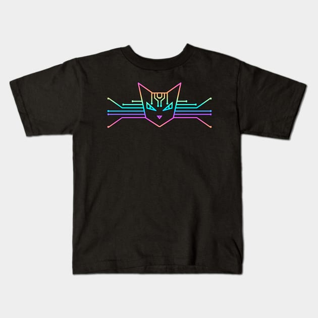 Cyber Cat Kids T-Shirt by SaurianDandy